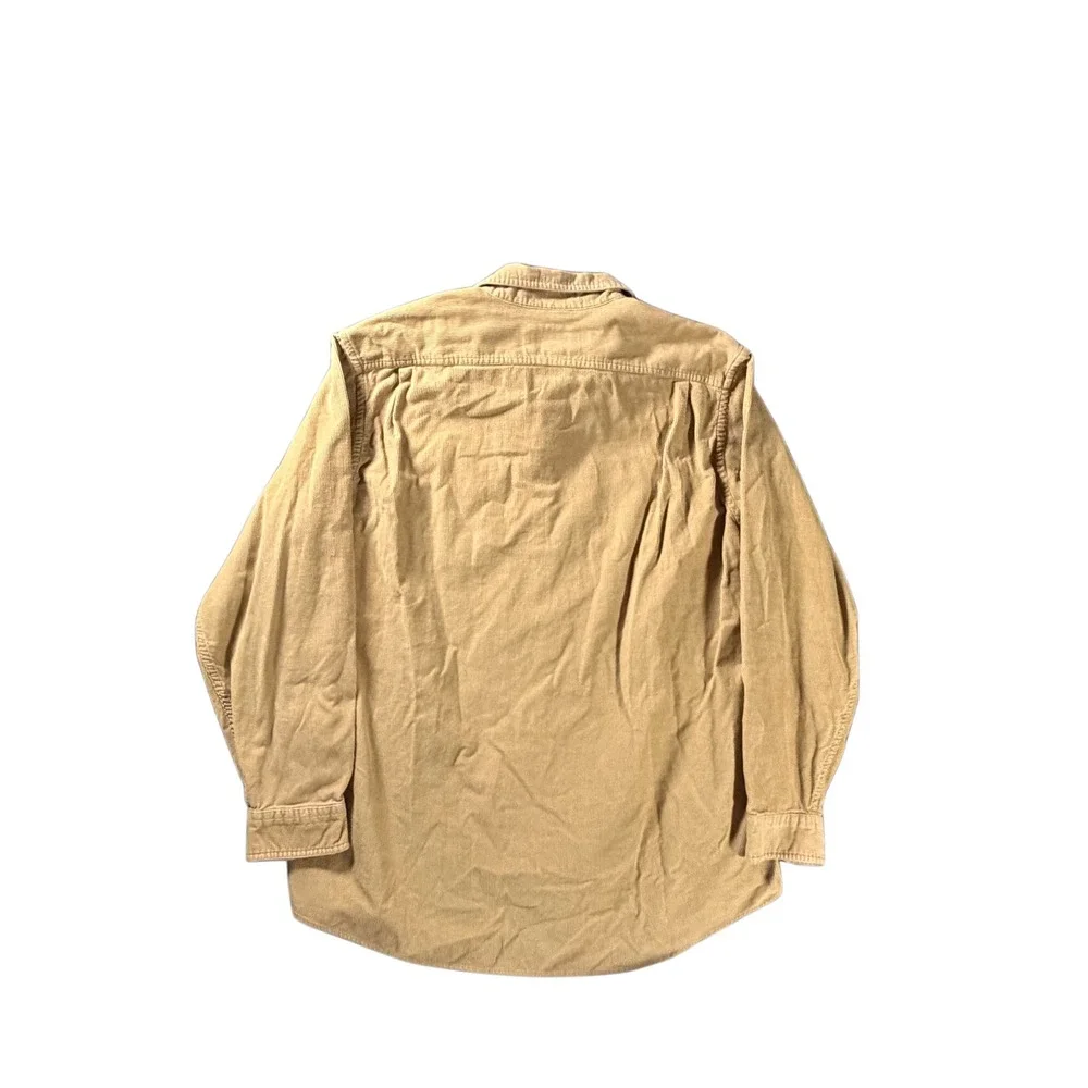 LL Bean Mens Corduroy Shirt Large Tall Tan Khaki Button Down 259828 Cotton